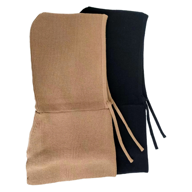 Pălărie all-in-one eșarfă mască groasă de iarnă stil coreean culoare solidă tricotată rezistentă la frig Cap Internet Celebrity cald pulover Cap femei șal_voghion.com