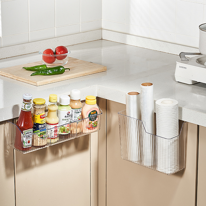 Onion, ginger and garlic storage basket kitchen sub-format ginger and garlic storage rack wall-mounted plastic wrap seasoning bottle storage rack