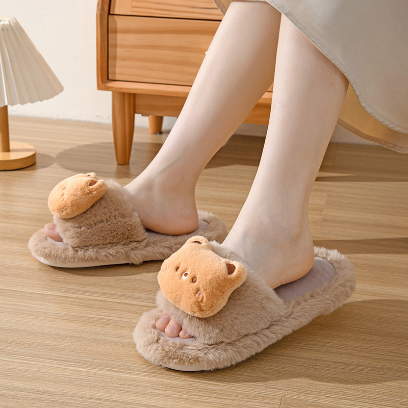 Cross-border Amazon ins open cute animal cotton slippers female home indoor autumn and winter plush slippers female wholesale
