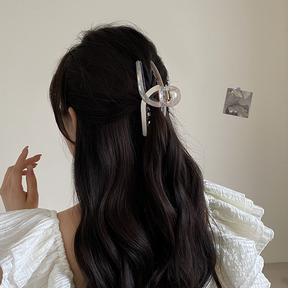 Internet Celebrity Grote Grab Clip Achterhoofd Schijf Haar Grab Clip Fantoom Kleur Spelling Effen Kleur Elegante Haarclip Haarclip Haarclip Multi-volume_voghion.com