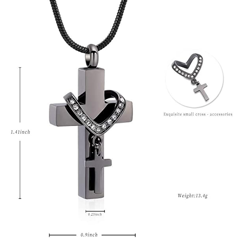 Cross-border European and American jewelry stainless steel memorial pet urn cross necklace perfume bottle pendant manufacturers wholesale
