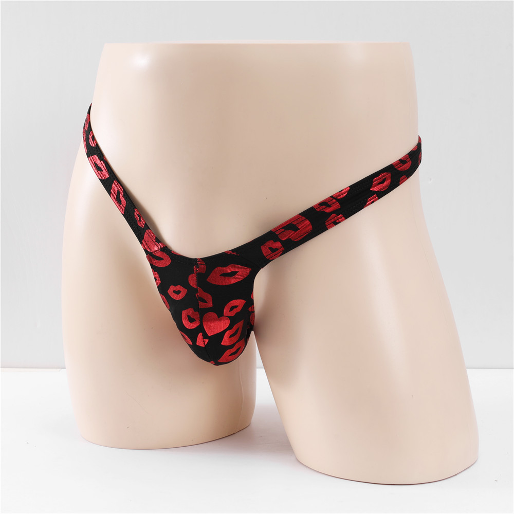 Europe and the United States cross-border new U convex pocket bag large space men's thong bright elastic sexy low waist men's T pants