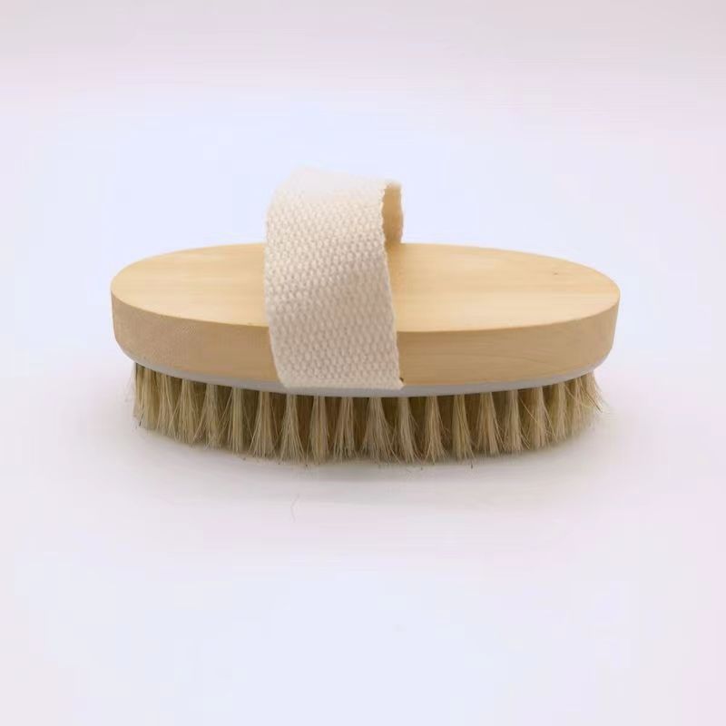 Bathing brush with boar bristles and soft hair, back scrubbing bath brush, natural wood handle long handle soft hair shower cleaning brush