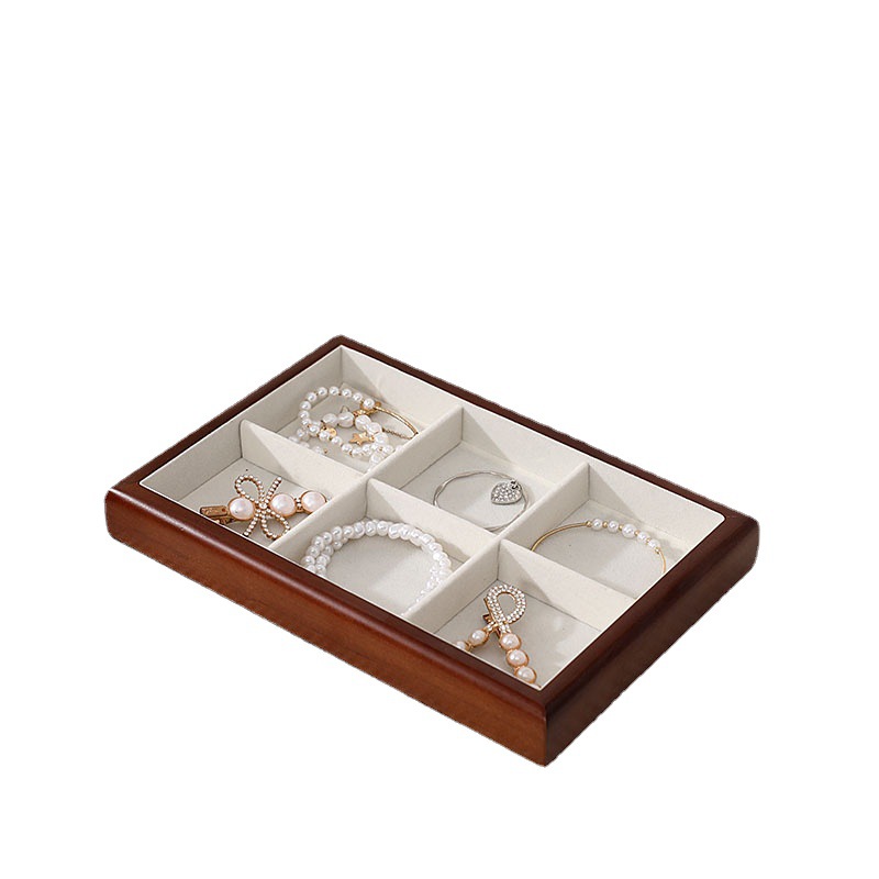 Cross-border factory wholesale jewelry props wooden jewelry box tray jewelry ring necklace display storage watch tray