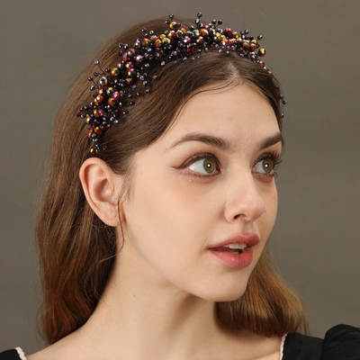 European and American bridal heavy industry Crystal headband headband woven headband hair accessories light luxury banquet bridal style accessories