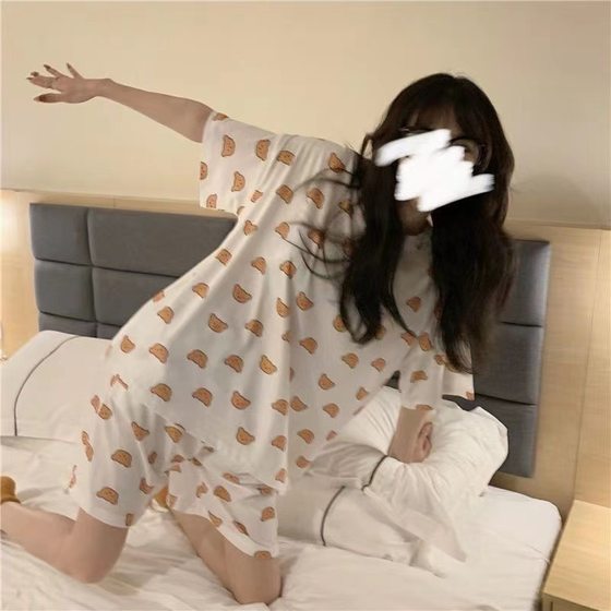 Pajamas Women's Summer Short-sleeved New 2025 plus size Thin Cute Shorts Loose Outwear suit