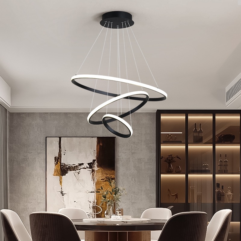 Dining room chandelier bar counter Nordic modern minimalist chandelier three-ring study master bedroom dining room lamps cross-border
