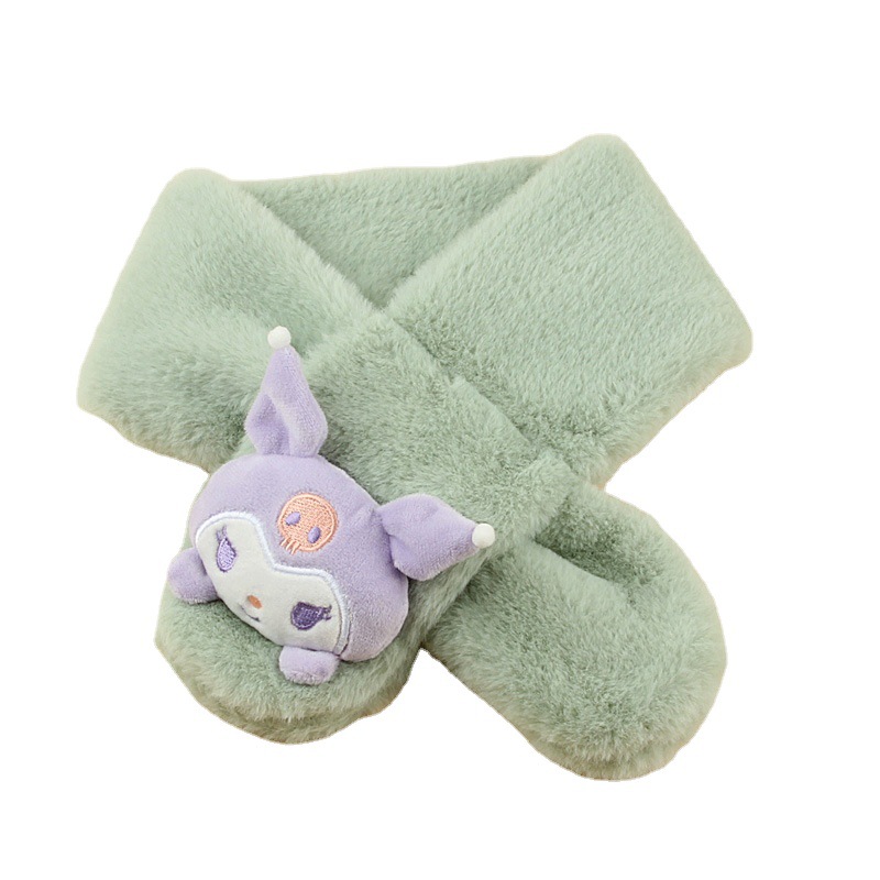 New children's scarf autumn and winter plush imitation rabbit fur cartoon baby scarf warm thickened cross fur scarf
