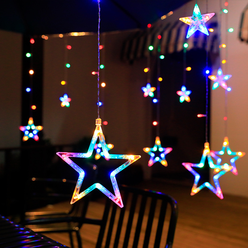 led Solar Star Light String Star Moon Curtain Outdoor Camping Light Atmosphere Light Colorful Light Decoration Small String Light