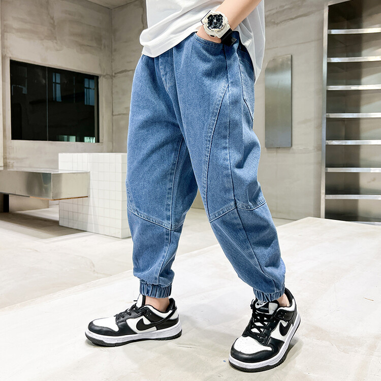 Children's Wear Boys Spring Pants 2024 New Spring and Autumn Mid-Big Boys Spring Trousers Jeans Trendy