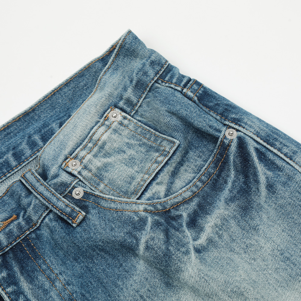 Contrast color spray paint wash Denim straight trousers men's high street American INS casual loose wide leg mop pants fashion