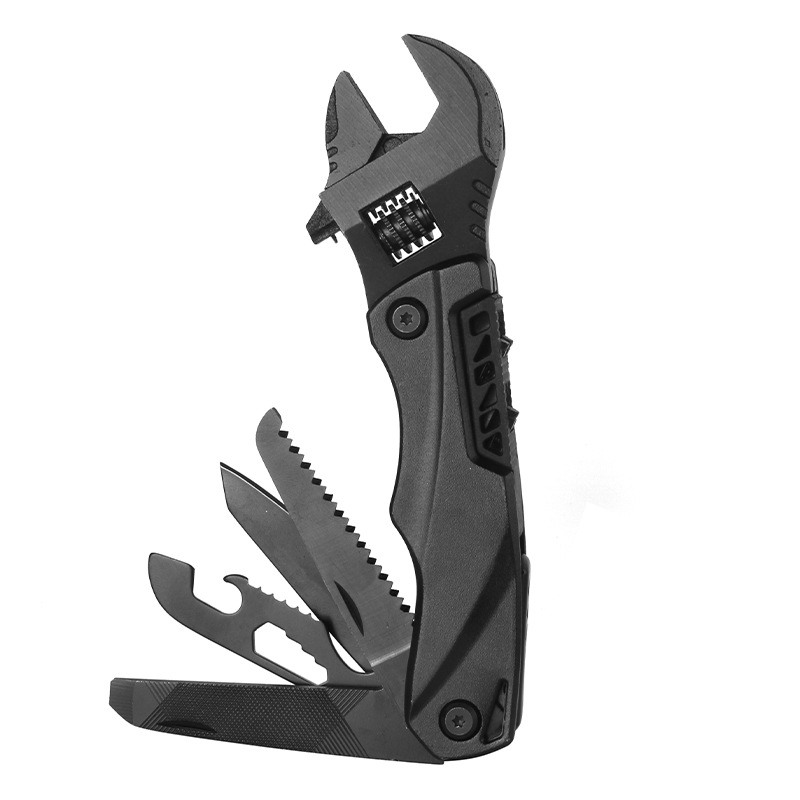 Outdoor camping multi-function wrench pliers multi-purpose adjustable wrench folding knife saw EDC wrench combination tool wholesale