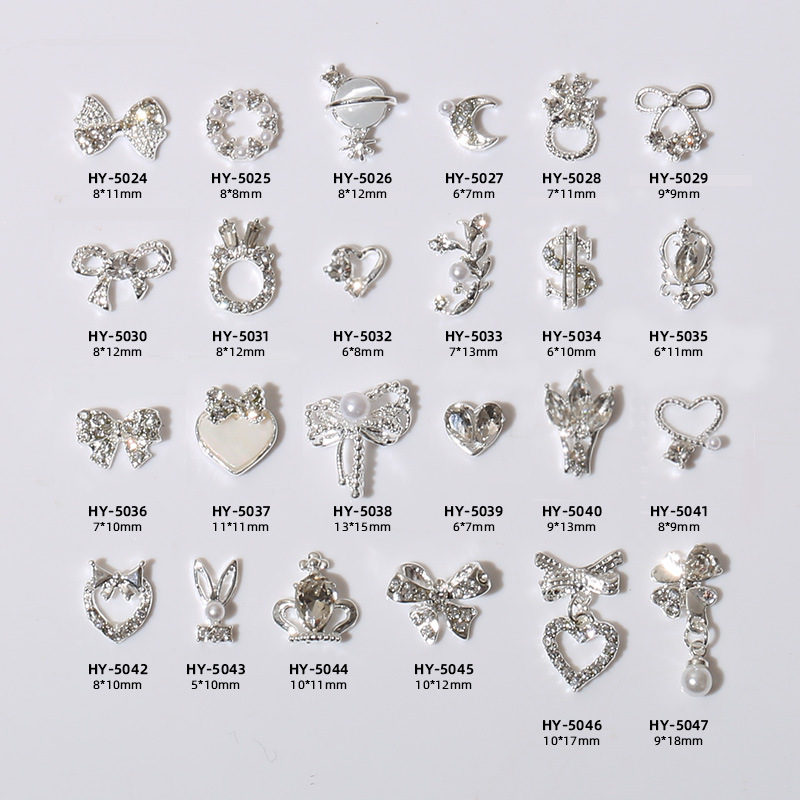 New nail bow love alloy nail decoration moon flower butterfly nail drill manufacturers wholesale jewelry