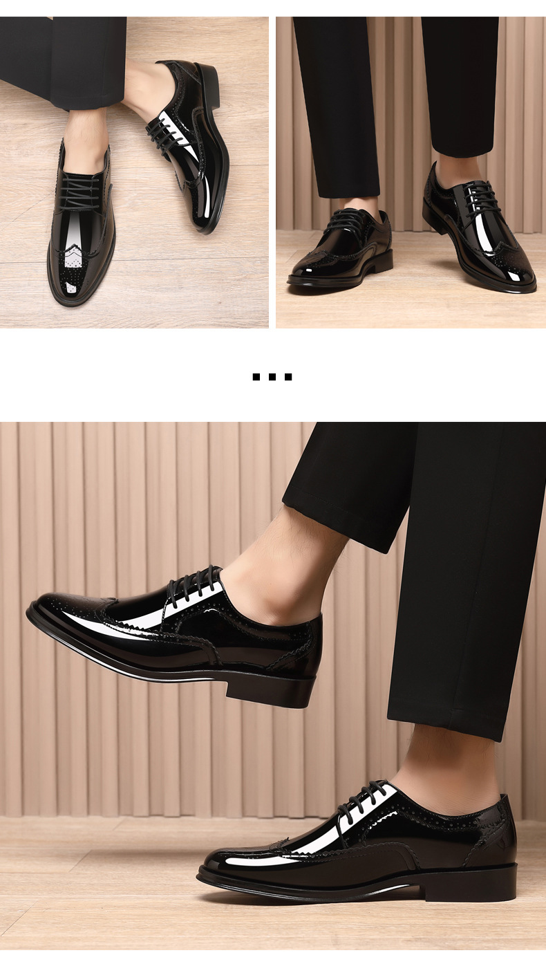 Spring New Bullock Carved Leather Shoes Patent Leather Gloss British Large Size Leather Shoes Studio Model Shoes for Groom Shoes_voghion.com