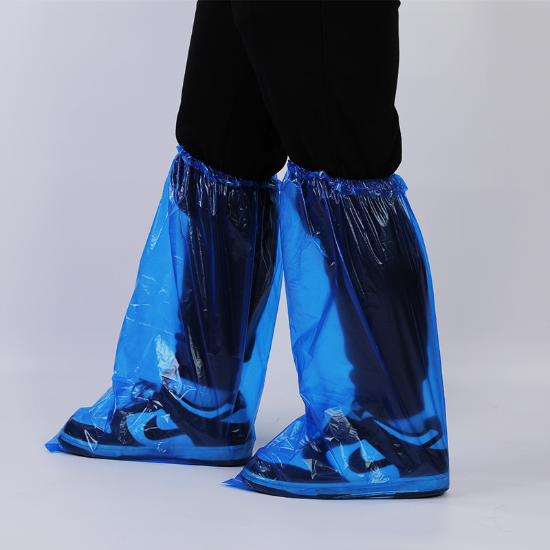 Disposable Waterproof Shoe Cover Long Barrel Foot Cover Thickened pe Long Rain-proof and Dirt-proof Shoe Cover Rubber Band Girdle Outdoor Boot Cover