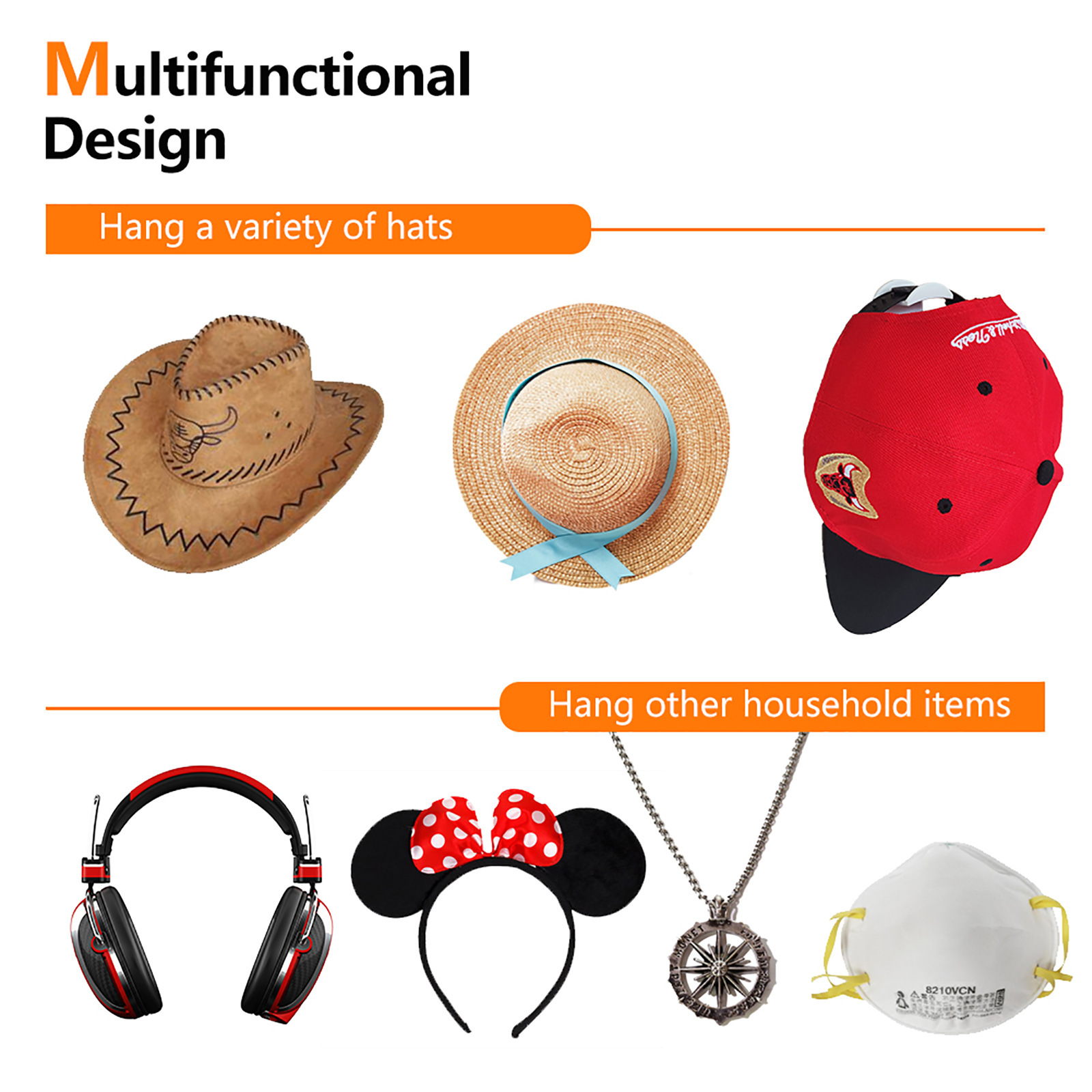 Cross-border New Baseball Hat Hook Hat Sticky Hook Seamless Hat Hook Simple Headphone Necklace Storage Hook