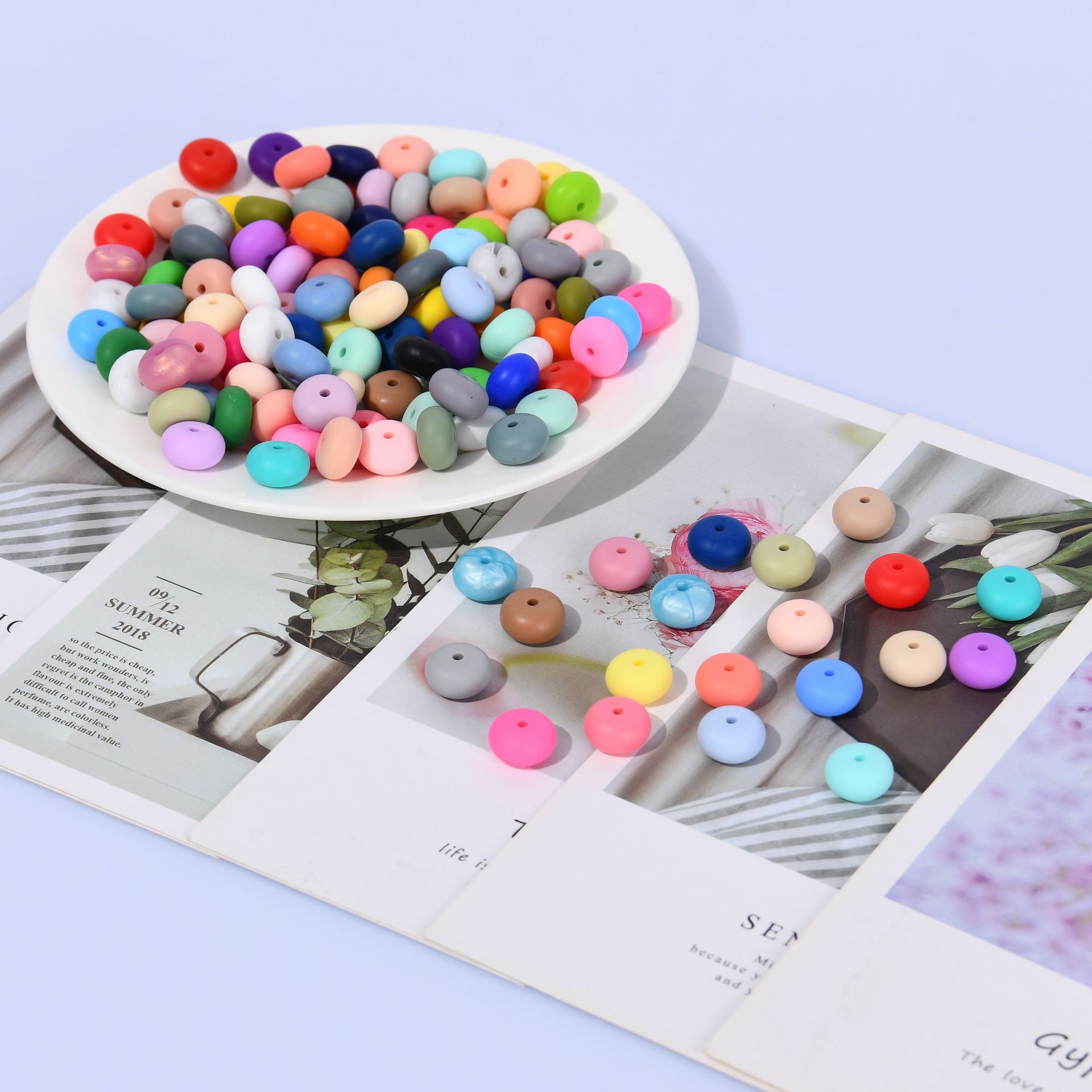 Amazon silicone beads 14mm abacus beads food grade silicone jewelry treasure gum loose beads manufacturers wholesale