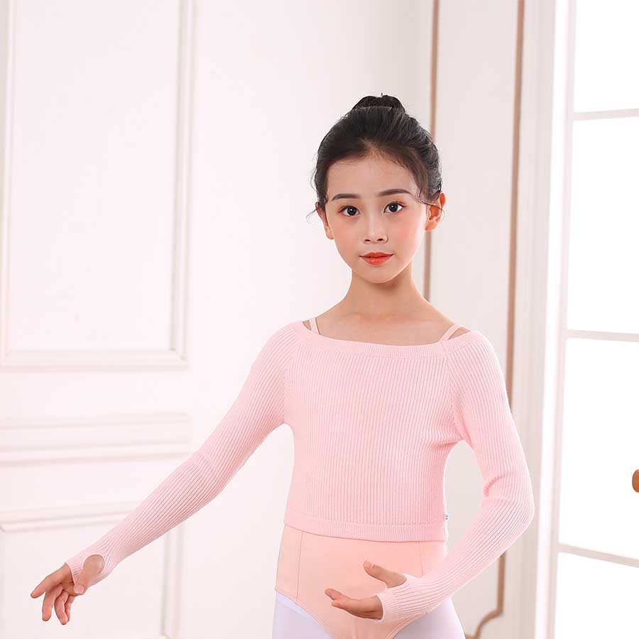 Children's Dance Sweater Women's Autumn and Winter Knitted Cross-Collar Practice Clothes Long-Sleeved Jacket Girls' Dance Pullover Small Shawl