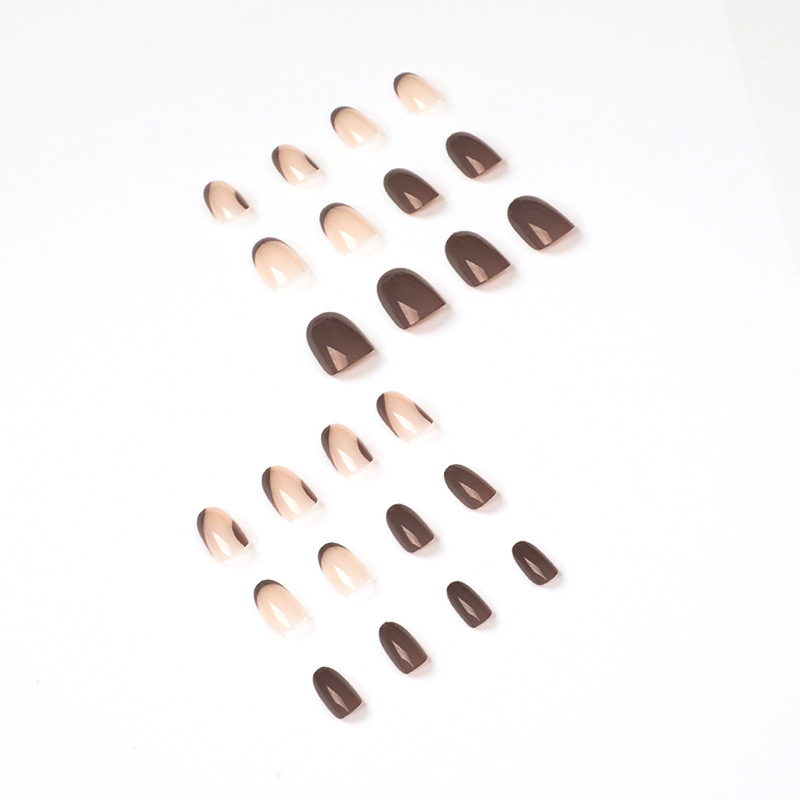 Fake Nail Nail Patch Brown Curry Color Nail French Nail Patch Detachable Nail press on nails