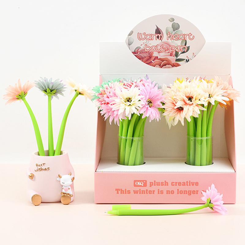 Creative Flowers Gel Pen Soft Silicone Shaking Pen Pen Girl's Heart Gift Pen Creative Writing Stationery Brush Pen