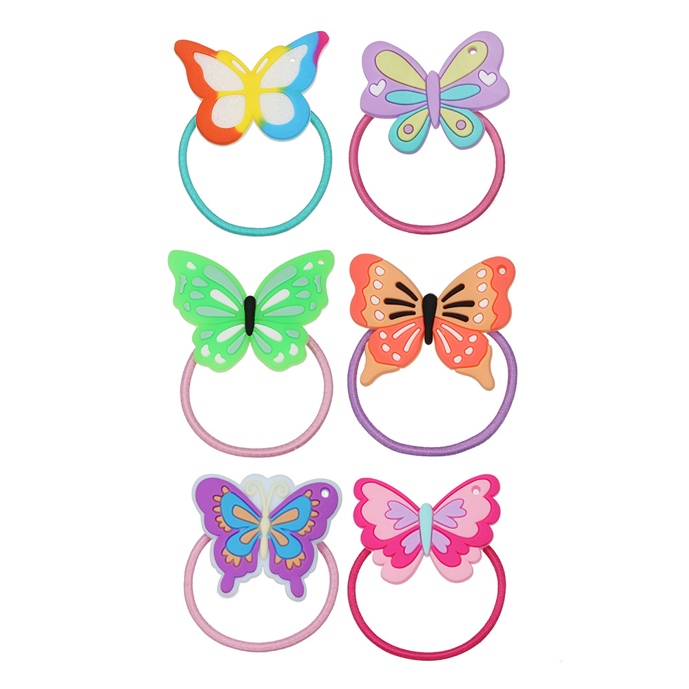 Cross-border new children's butterfly party set insect PVC soft rubber necklace ring snap ring bracelet toy