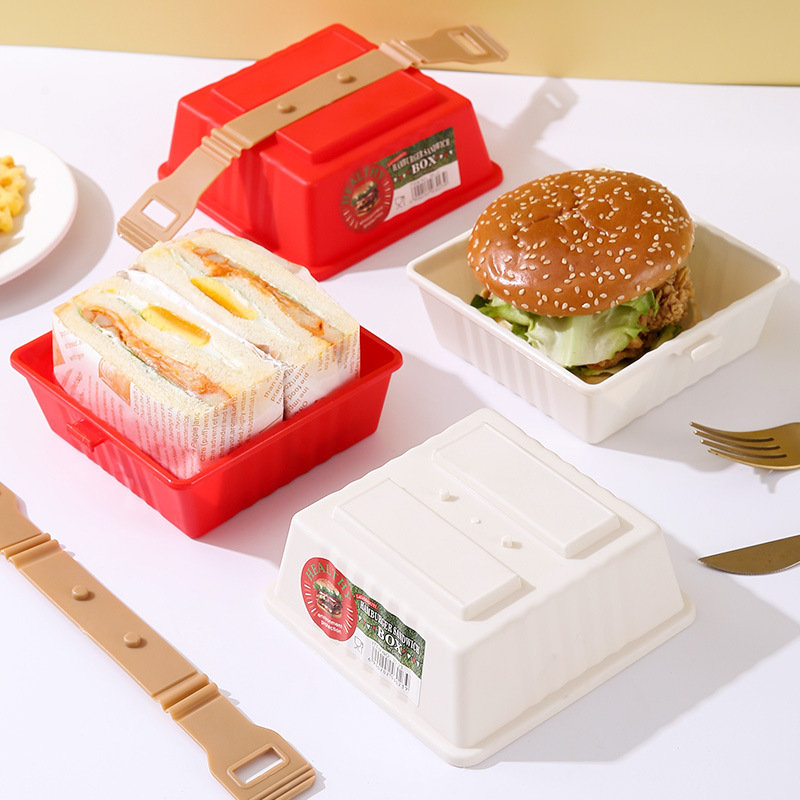 汉堡收纳盒 三明治盒 食品盒 户外野餐创意便当盒 零食收纳盒