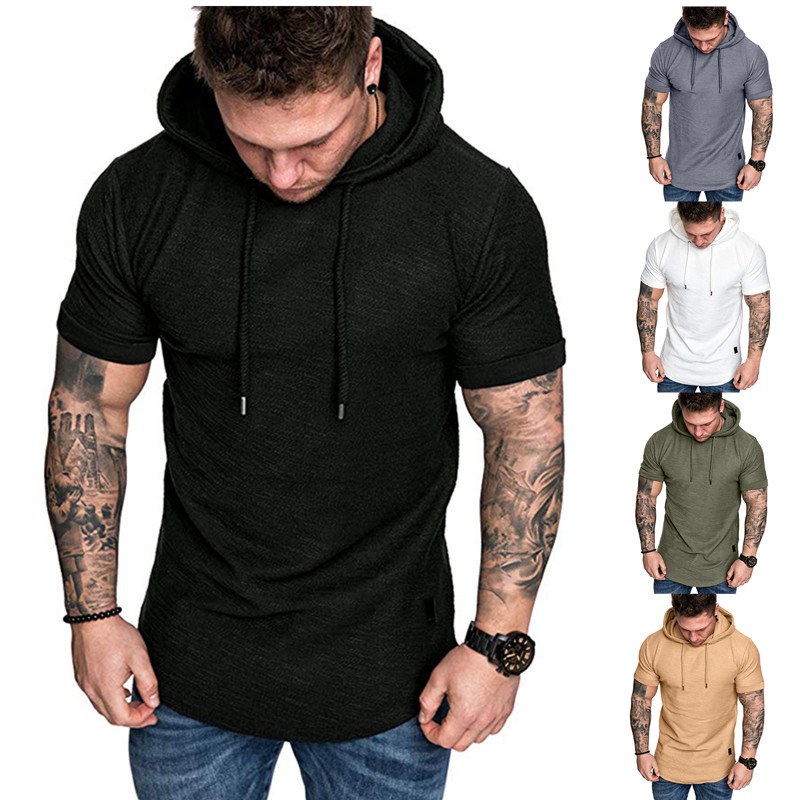 Cross-border 2024 New T-shirt Men's Short-sleeved T-shirt Foreign Trade European Size Casual T-shirt Sports Hoodie Men's Hoodie