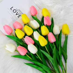 PU mini Tulip artificial flower fake flower home wedding decoration cross-border feel artificial flower plastic flower wholesale