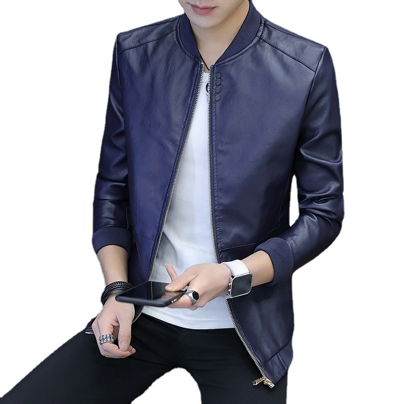 A generation of hair leather men's spring and autumn 2021 New Korean casual large size leather jacket men's coat coat tide