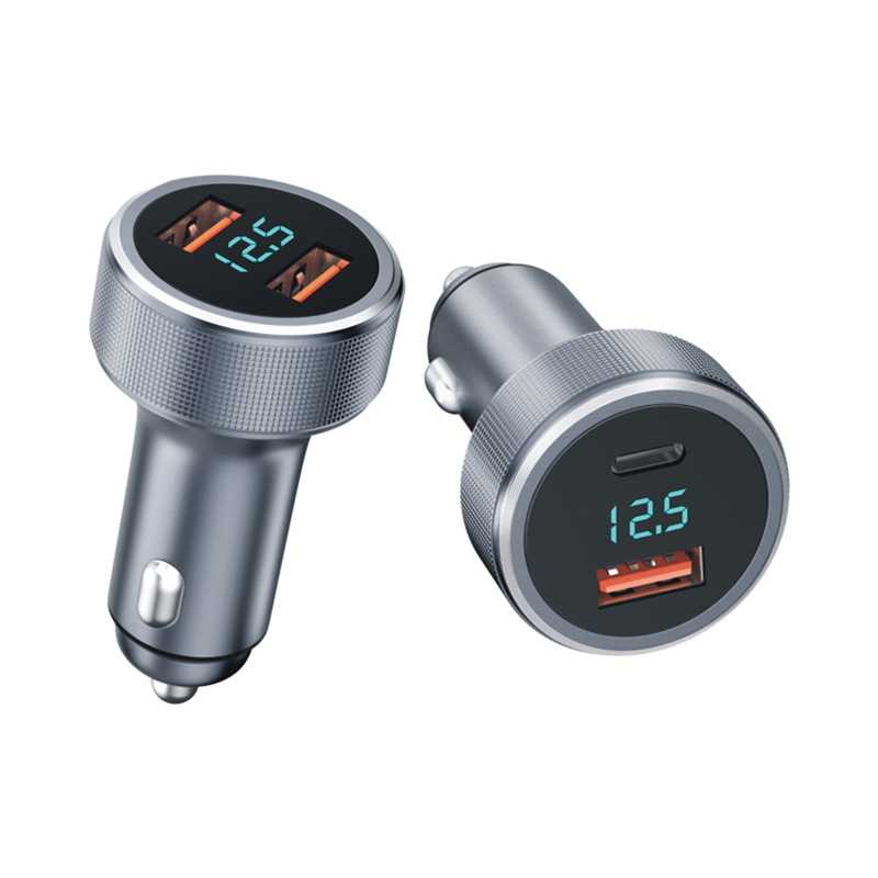 New car charger high-power digital display charging head car charger super fast charging cigarette lighter car fast charging plug