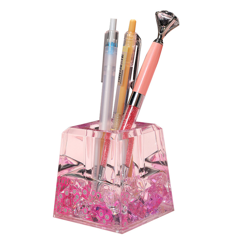 Creative Shake Tone Internet Popular Sand Oil Makeup Tool Storage Cylinder for Girls Desktop Office Pen Insertion Cylinder Small Ornaments