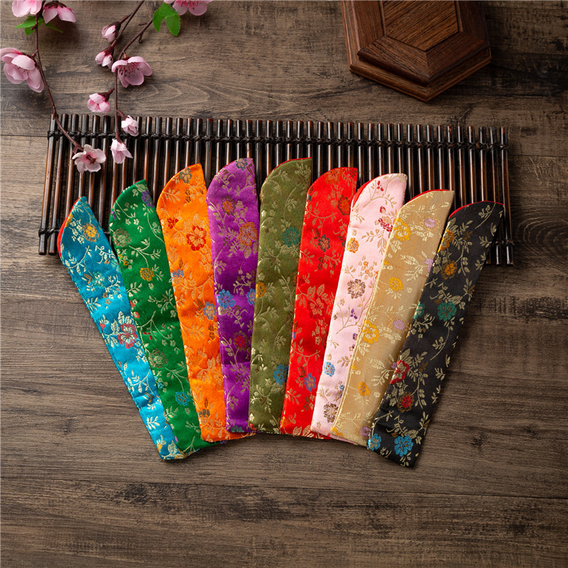 Exquisite double-layer aquatic flower women's fan set silk cloth fan bag gift satin fan bag fan accessories