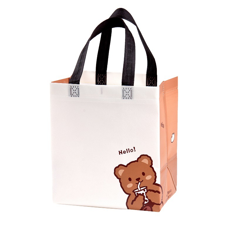 Takeaway Packing Bag Food Baking Dessert Bread Cake Bag Spot Non-woven Handbag Packaging Bag Factory