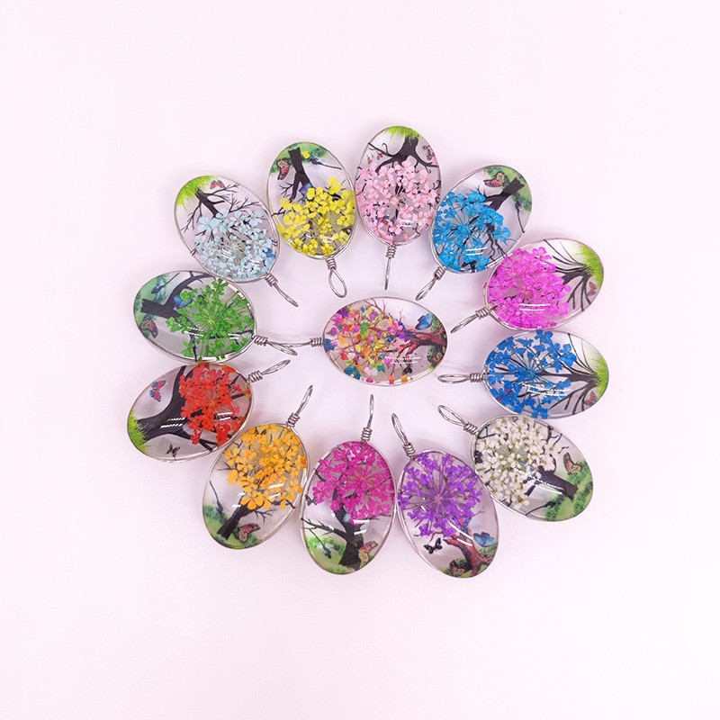 Dried Flower Tree of Life Pendant Set Round Love Square Oval Help Customers Pack Set Amazon AliExpress