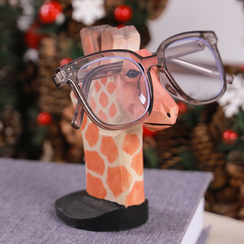 Wood carving glasses frame animal glasses frame creative desktop decoration factory wholesale wooden crafts display stand gift