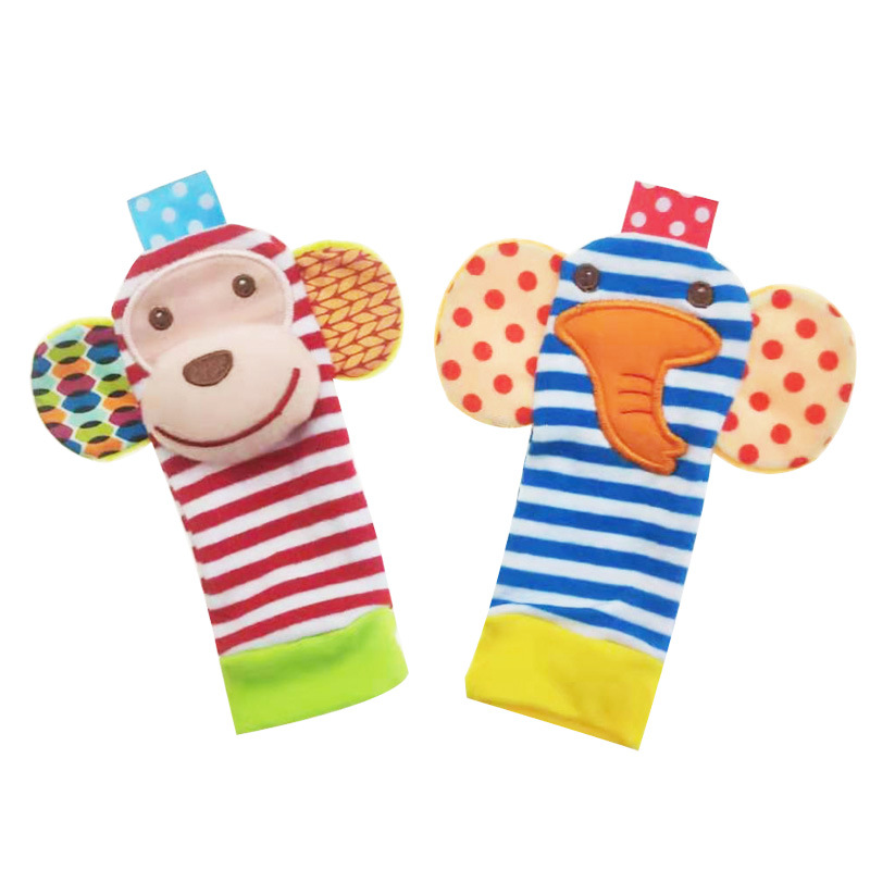 skkbaby baby rattle toy toddler pacify early education baby monkey elephant wrist Bell rattle socks manufacturers wholesale