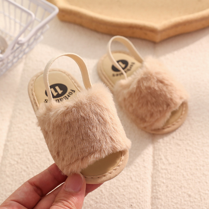 Wholesale summer plush sandals 0-1 year old baby toddler shoes soft bottom female baby princess shoes babyshoes