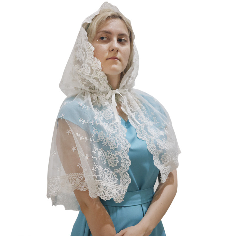 Amazon AliExpress cross-border new bridal lace scarf Church prayer mesh decorative head cover towel