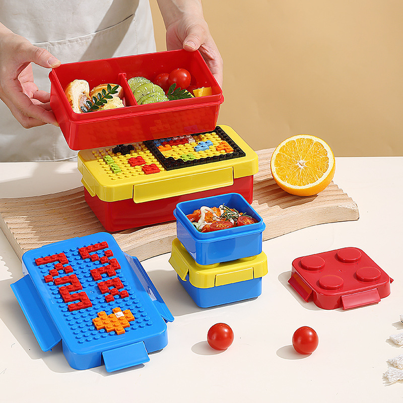 Creative fun assembling building blocks student lunch box lunch box lunch box picnic box children salad box fruit box