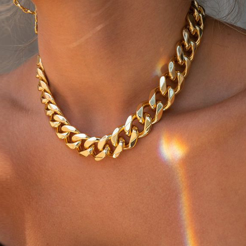 速売通太チェーンネックレス博主パンク金メッキ合金スキューバチェーンネックレス女性創意金属ネックチェーン|undefined