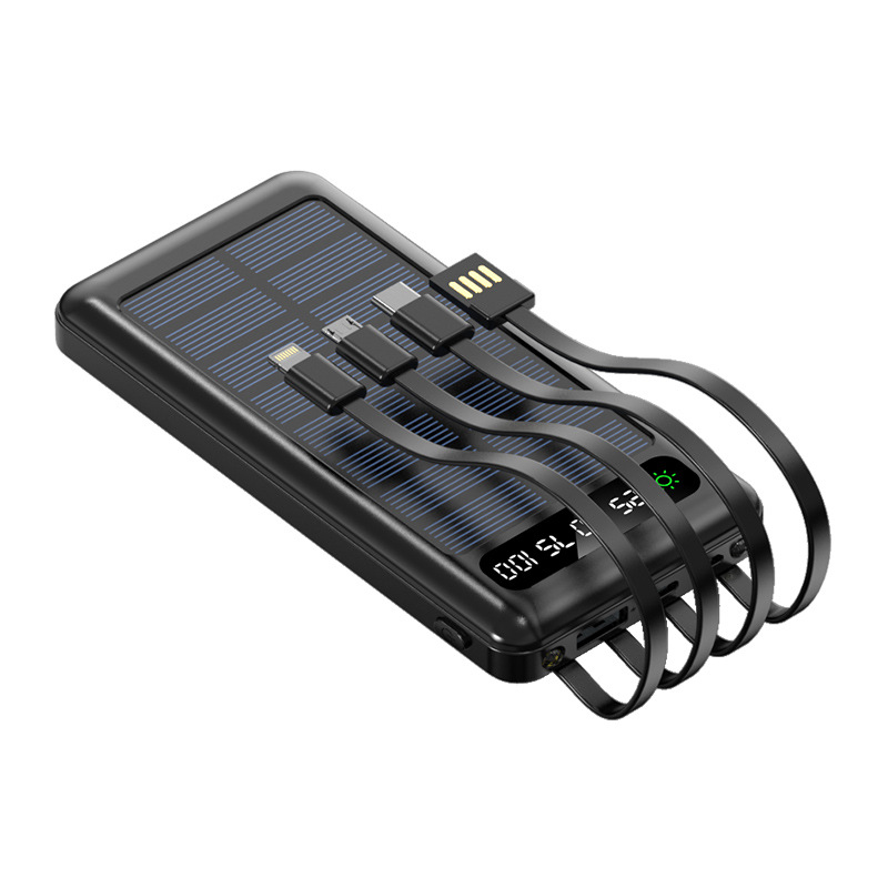 Cross-border sharing self-wired solar power bank 20000 mA outdoor mini fast charging portable mobile power supply