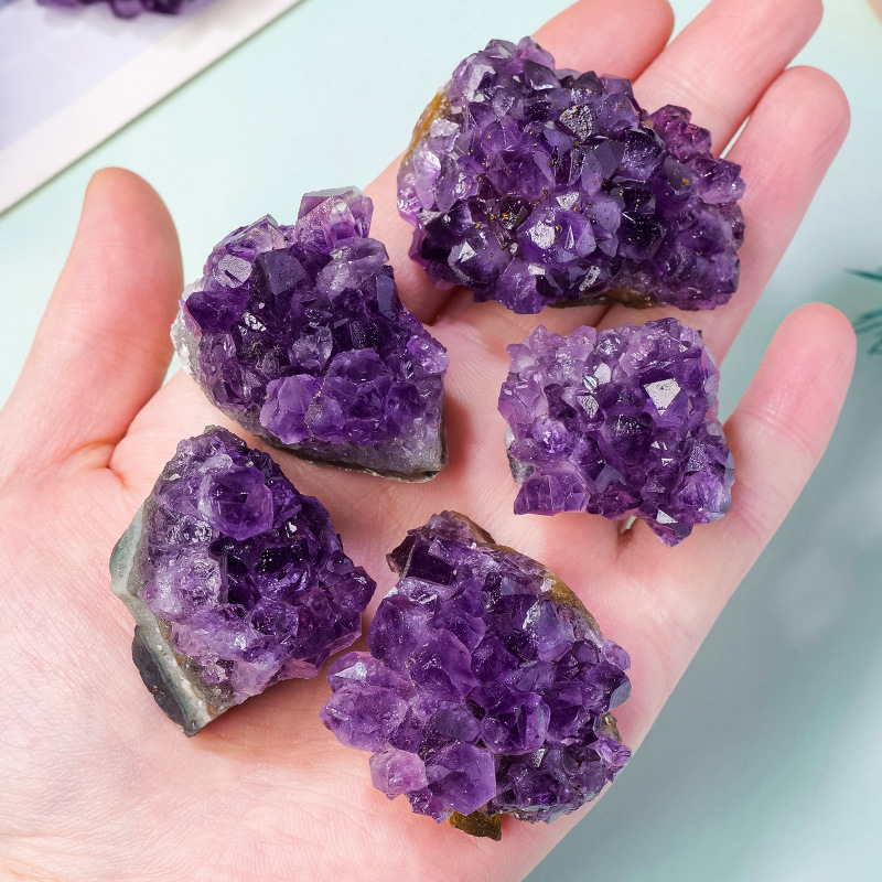 Natural Uruguay Amethyst Block Brazil Amethyst Cluster Holes Piece Ornaments Amethyst Ore Specimen Amethyst Cluster