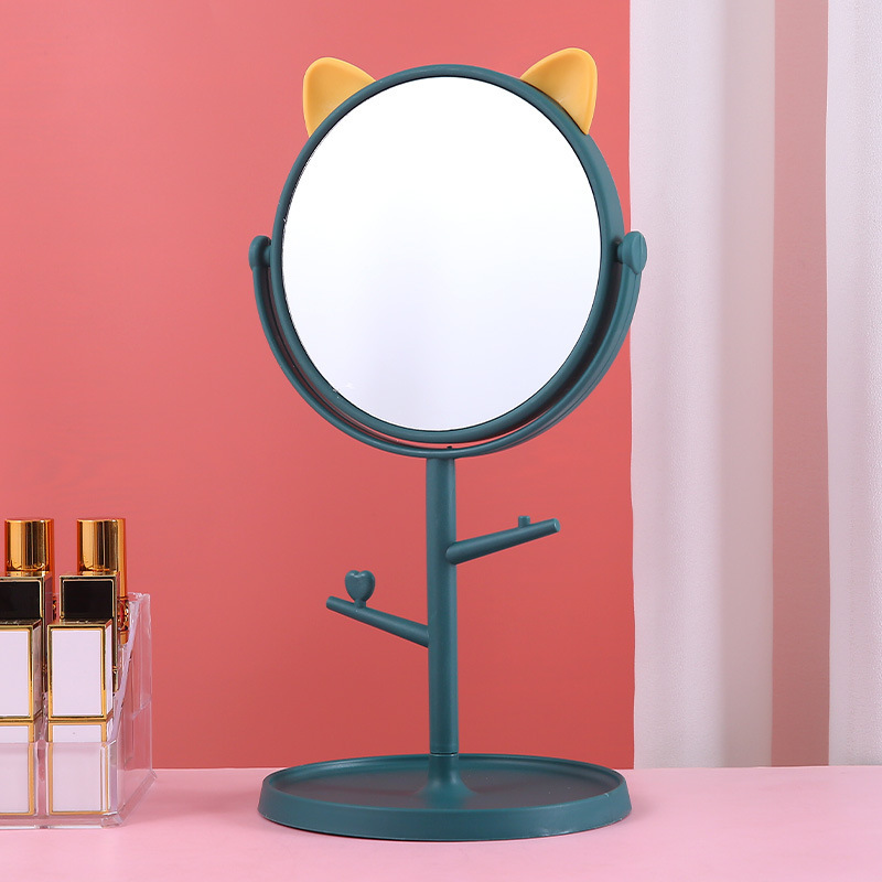 Original Cartoon Dressing Mirror HD Desktop Rotating Makeup Mirror Girls Dressing Table Dormitory Desktop Beauty Mirror