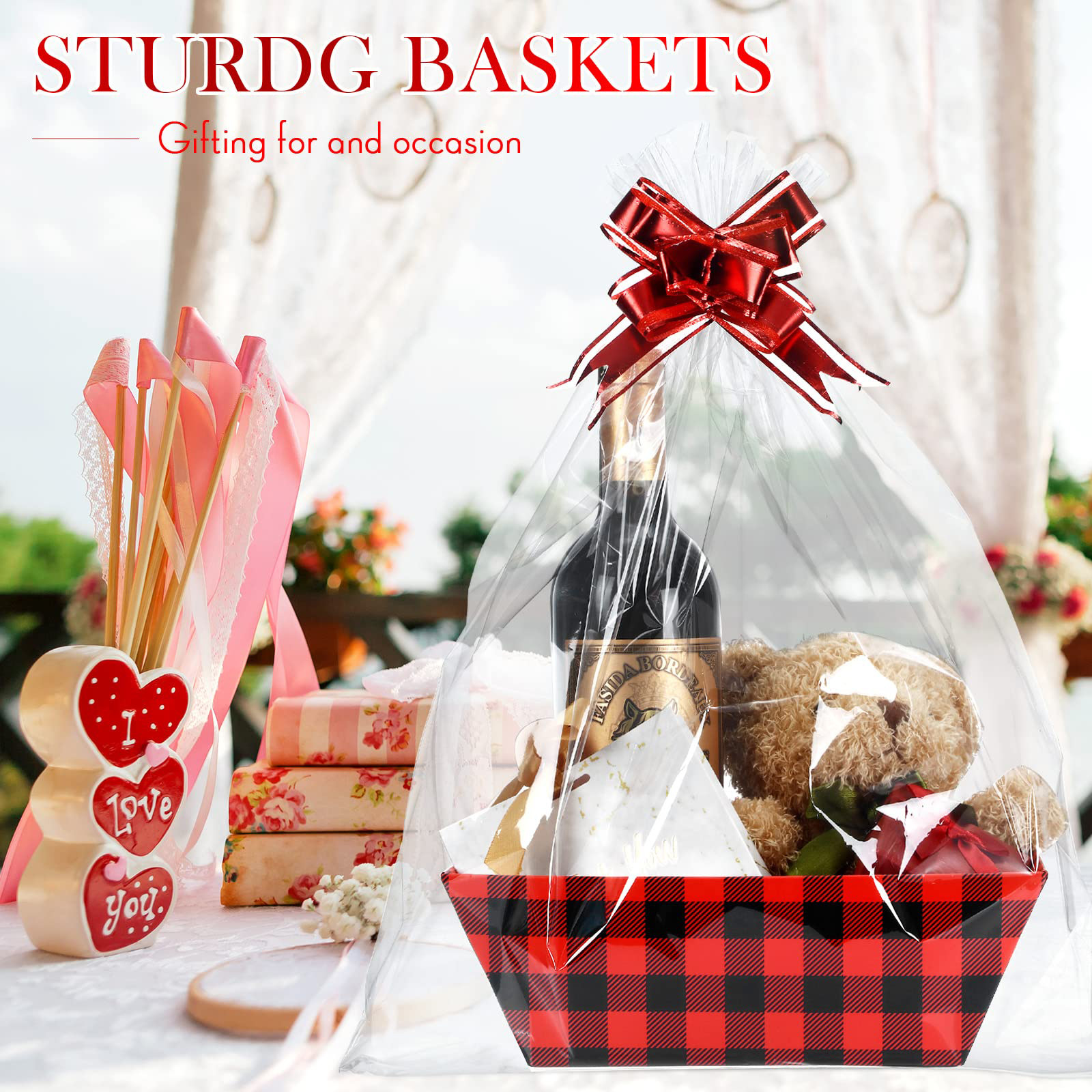 Amazon Empty Gift Basket Sturdy Tray with Handle Bulk Wine Party Graduate Day Wedding Gift Basket