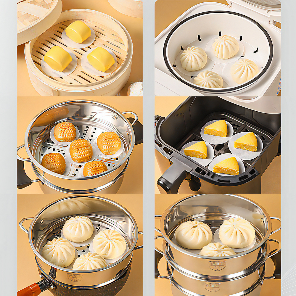 Steamed bun paper wholesale non-stick steamed bun paper steamed dessert pastry pad wrapping paper printable non-stick steamed bun paper