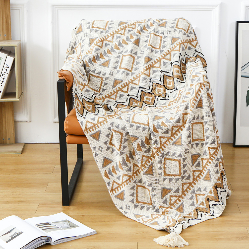 Bohemian Sofa Cover Blanket Bohemian Acrylic Nap Blanket Winter Decoration Small Blanket Bed End Blanket