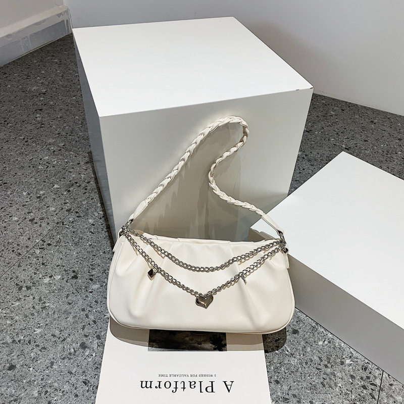Niche Design Bag Women's Pleated Cloud Square Handbag Simple All-match Small Fresh Style Zipper Chain Underarm Bag_voghion.com