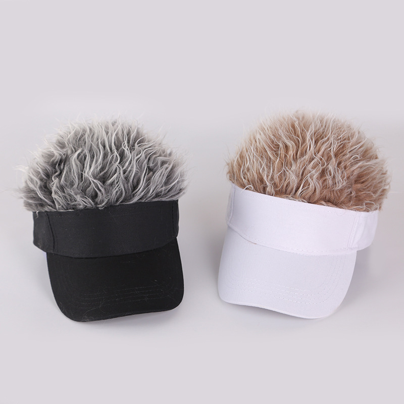 Cross-border new wig baseball cap sun-proof couple wig integrated hat hip hop hat funny peaked cap
