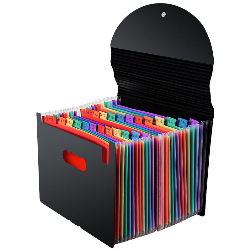 A4 Rainbow Telescopic Organ Bag 24-Layer Large Capacity Rope Buckle Folder Student Test Paper Textbook Materials Storage Bag