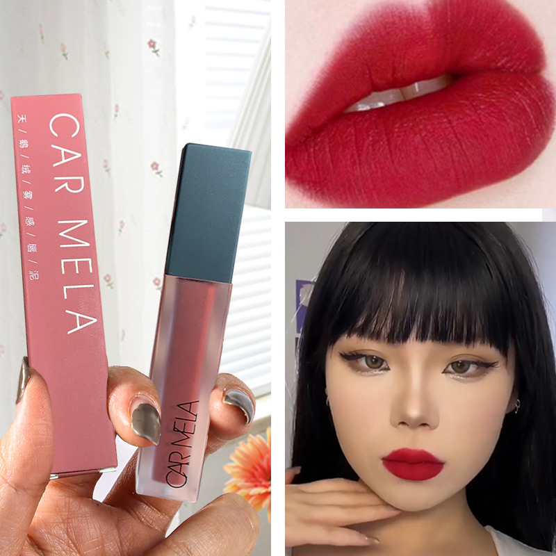 Carmela Red Lip Mud 04 Lip Glaze carmela Matte Velvet Lipstick Makeup Artist Makeup